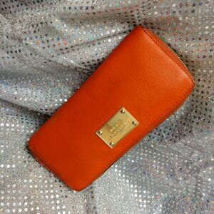 * MICHAEL KORS Orange Leather Wallet Gold Hardware FREE SHIPPING!